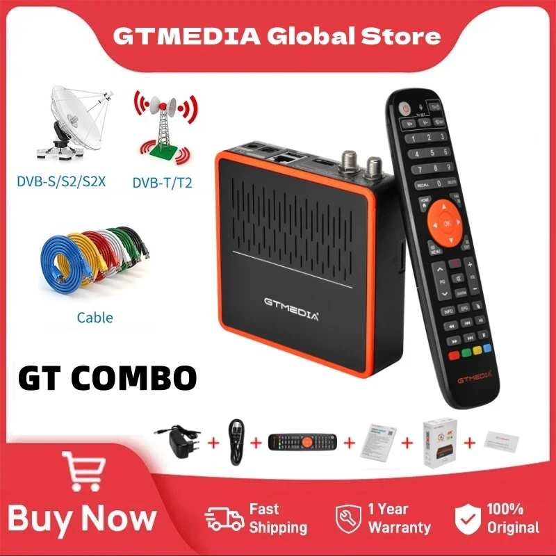 GTMEDIA GT Combo Smart TV BOX Android+DVB-S/S2/S2X/T/T2/C Built-in Wifi Satellite Receiver 4K HD STB Decoder With CA Card Reader