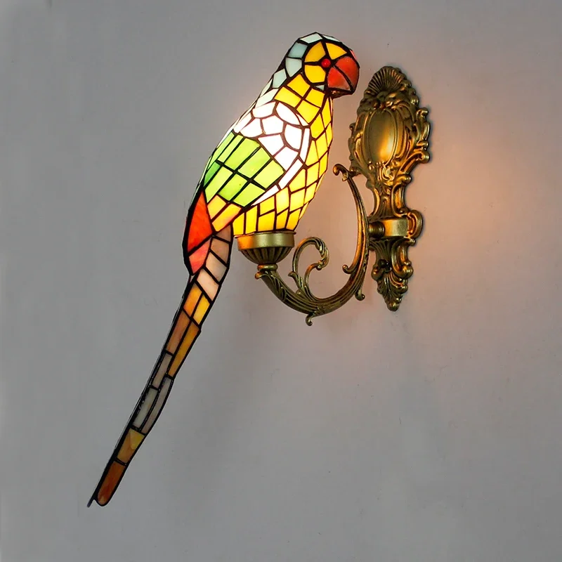 2025 Artpad Country Style Modern Parrot Wall Lights Colorful Glass Vivid Bird Shape Sconces Bedside Corridor Resturant Wall Ligh