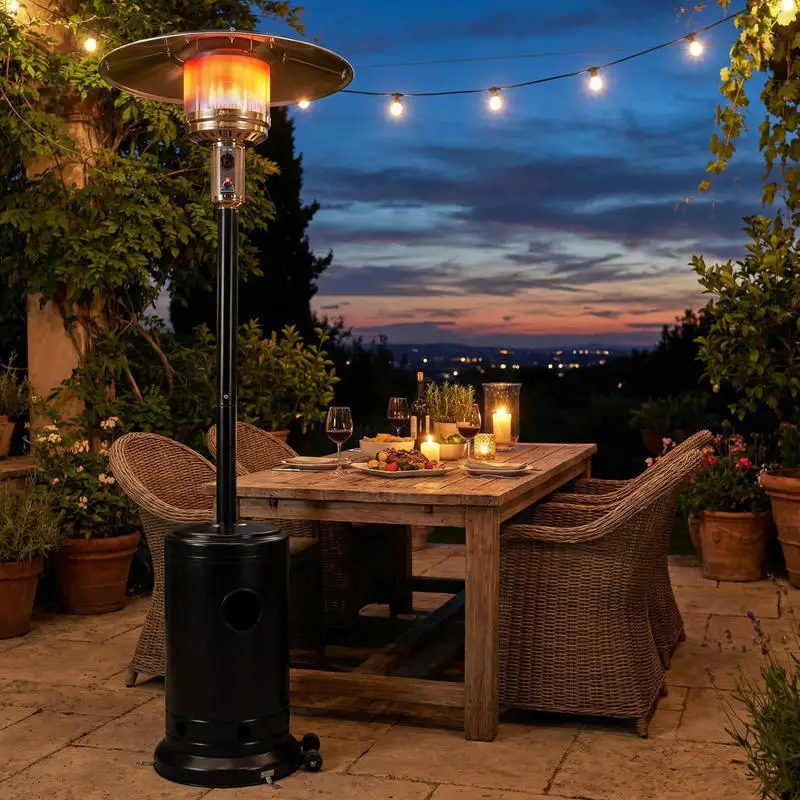 

50 000 BTU Patio Propane Gas Heater with Stainless Steel Burner-Black