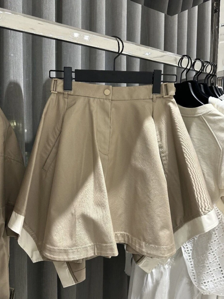 

Summer 2025 New Arrival Pure Color Versatile f-length A-line Skirt Irregular Casual Women's Skirt High Waist Cotton