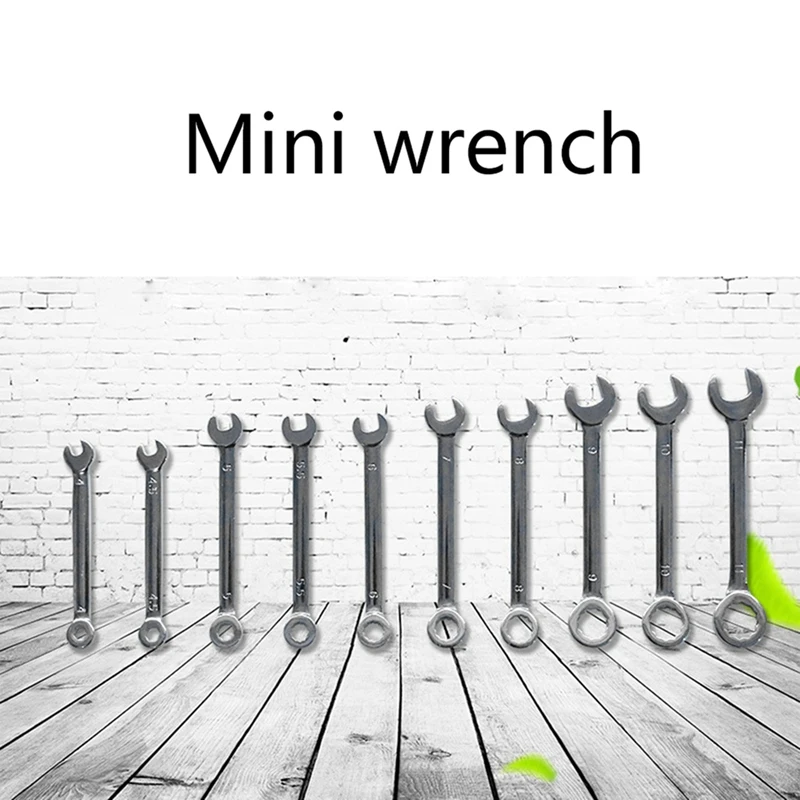 10-Piece Mini Wrench Set Manual Dual-Purpose Wrench Tool English Wrench Set Home Maintenance Tools