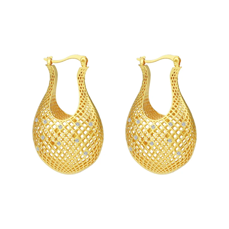 IVOG Hollowed-out Design Handbag Shape Hoop Earring For Women Zircon Fashion Jewelry Daily Wear For Party Ornaments