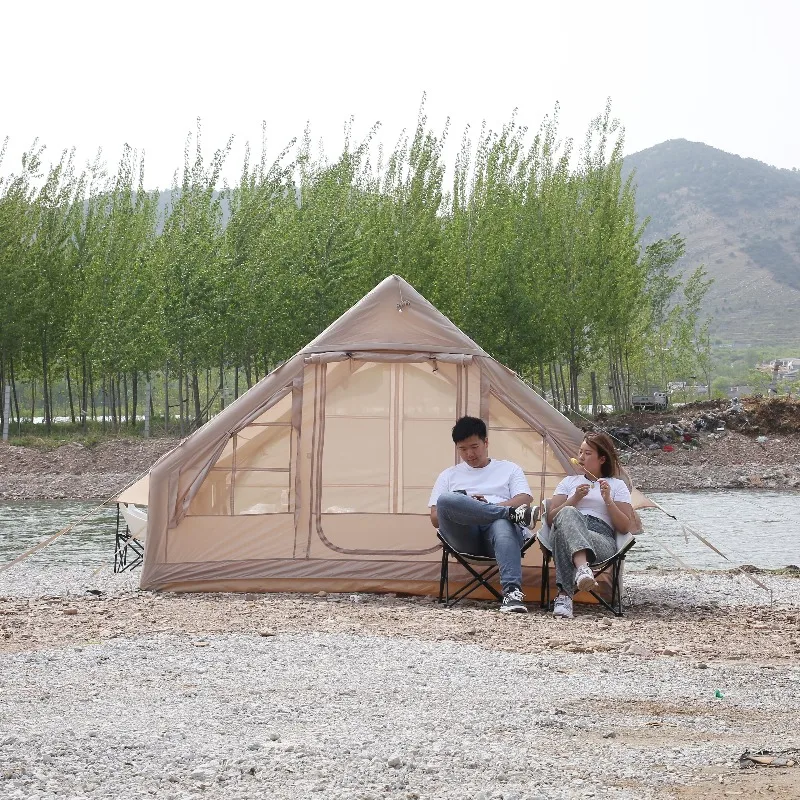 

XMSJ 3-4 Person Inflatable Camping Tent With Pump, Waterproof Windproof, Mesh Doors & Windows, Easy Setup