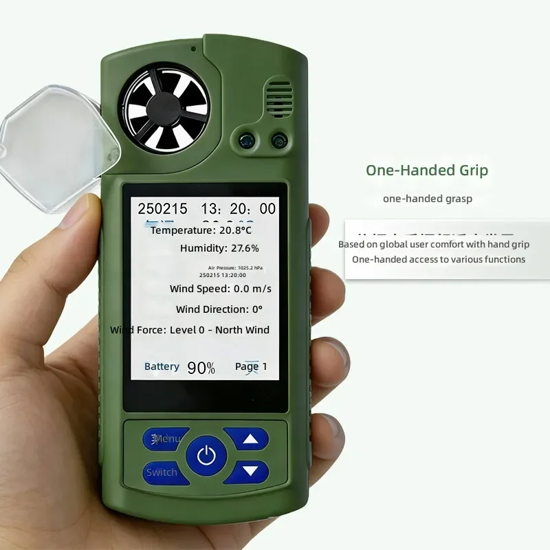 for Wearable Electronic Meteorometer High Precision Handheld Weather Station Wind Speed Direction Temperature