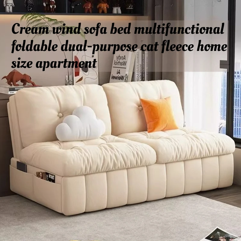 

Cream Color Sofa Bed Multifunctional Foldable Convertible Scratch Resistant Chenille Fabric Small Large Space Home Furniture
