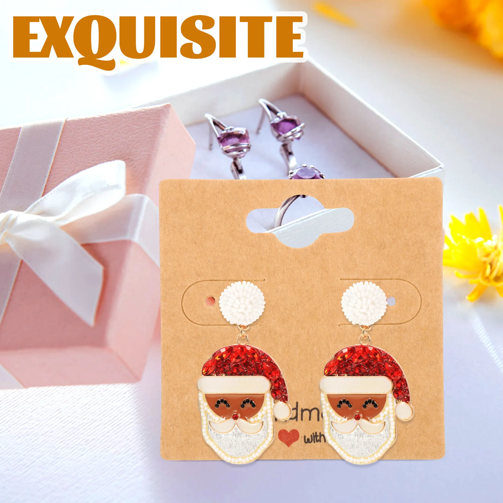 

100 Sheets Jewelry Display Cards Kraft Paper Earring Storage Cards for Necklaces Bracelets Studs Retail Use Packaging