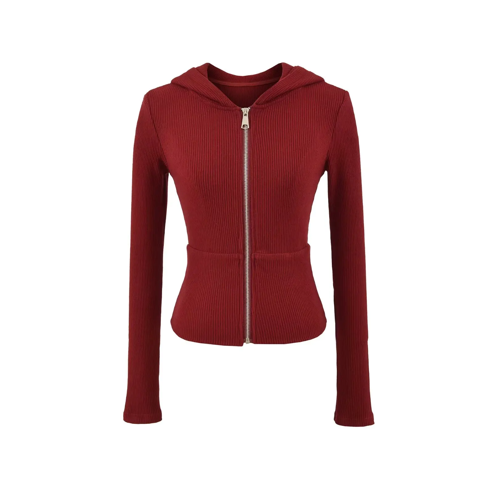 퓨어 디자이어 슬레 여성 후드티 또는 허리 조임 롱 슬리브 지퍼 가디건 아우터웨어 슬리밍 효과 가을 의류