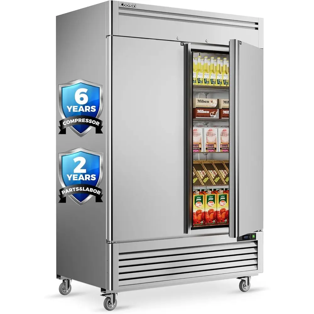 

Коммерческий двухдверный холодильник 54 дюйма, 49 куб. футов, с функцией охлаждения, из нержавеющей стали, вертикальный, от 33 до 41 градусов Цельсия ℉ Автоматическая обжарка,