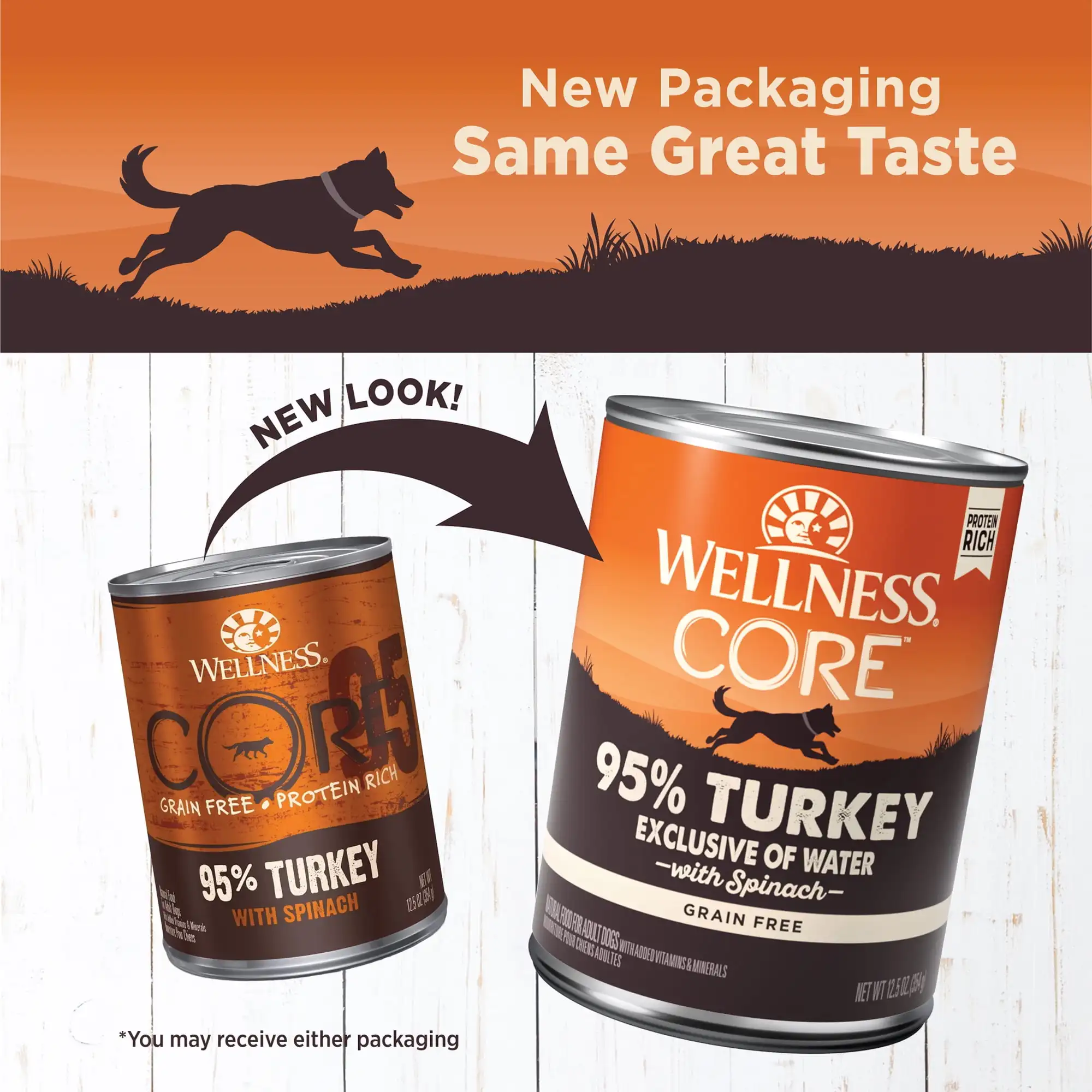 Wellness CORE Cibo per cani in scatola naturale al 95% senza cereali bagnati, tacchino e spinaci, lattina da 12 once (confezione da 12)