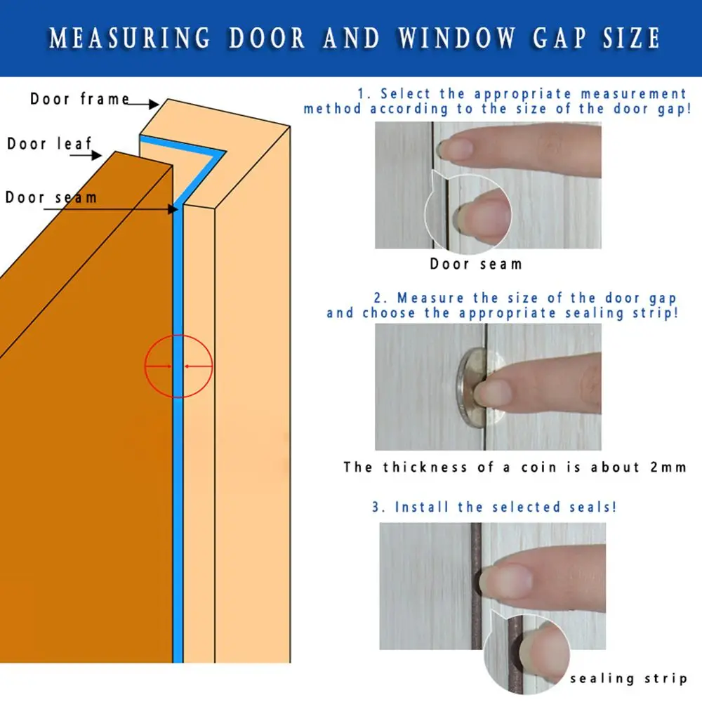5/10m Self Adhesive Anti Collision Rubber Weather Strips Seal Strip Foam Draught Excluder Window Door