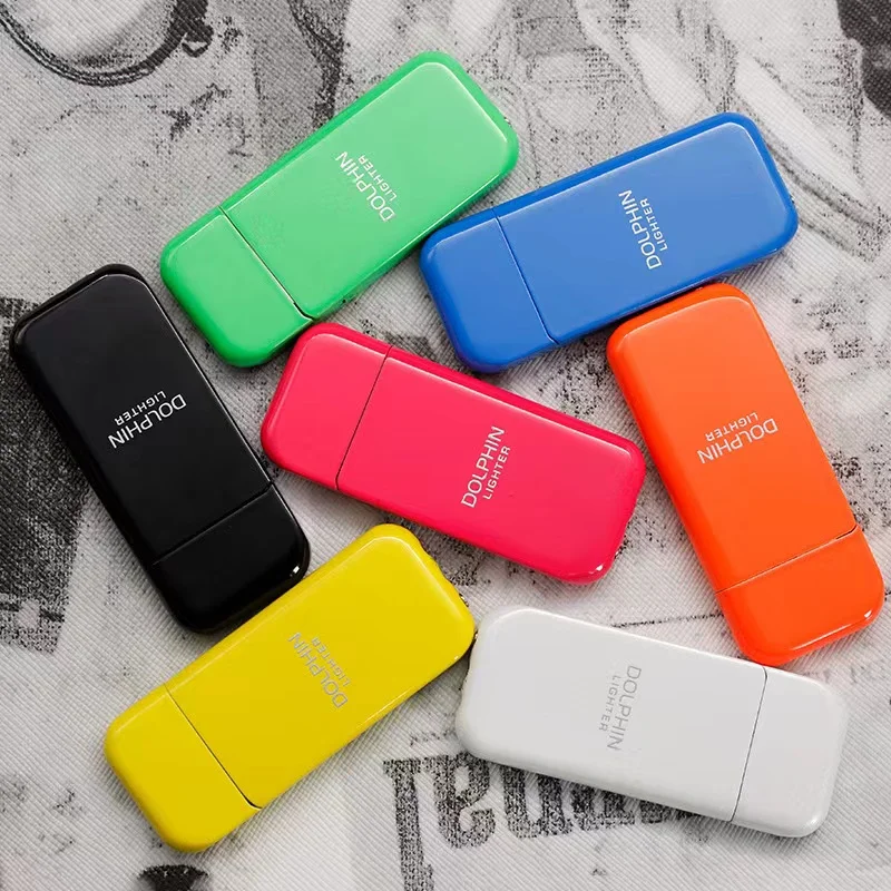 Dolphin Metal Lighter Portable Rechargeable Butane Gas Grinding Wheel Lighter Women's Smoking Gift Smoking Accessories