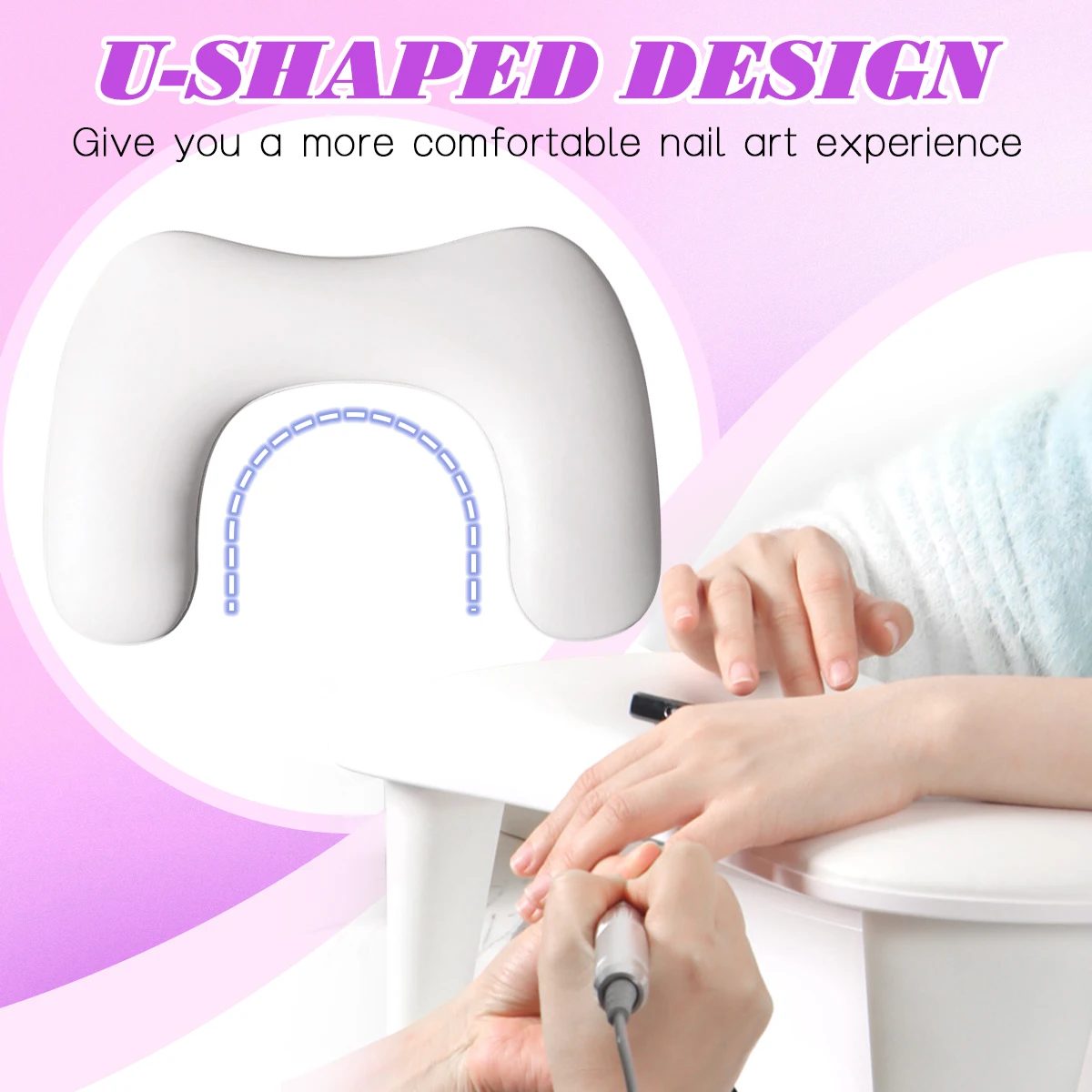 U-shaped Nail Art Hand Pillow Arm Rest Portable Removable Stand Tilt Design Manicure Stand Hand Pillow PU Material Hand Pillow