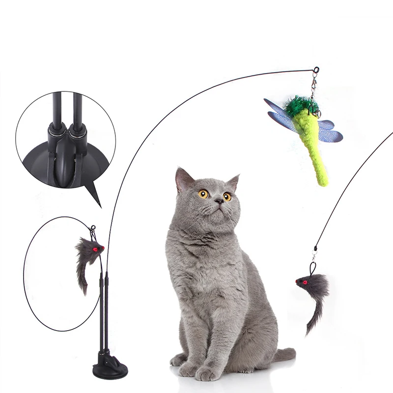 Zabawki dla kotów Symulacja ptaka interaktywny Sucker Feather Bird z dzwoneczkiem Zabawka dla kota do zabawy Teaser Wand Toy Cat Supplies