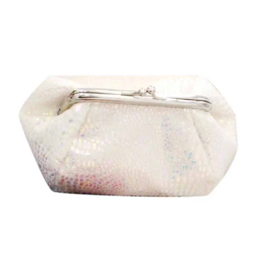 กระเป๋าสตางค์ทรงกลมลายจูบเลเซอร์สำหรับผู้หญิงกระเป๋ากระเป๋าเก็บบัตรเงินสดแบบกระเป๋าประดับคริสตัลสำหรับผู้หญิง