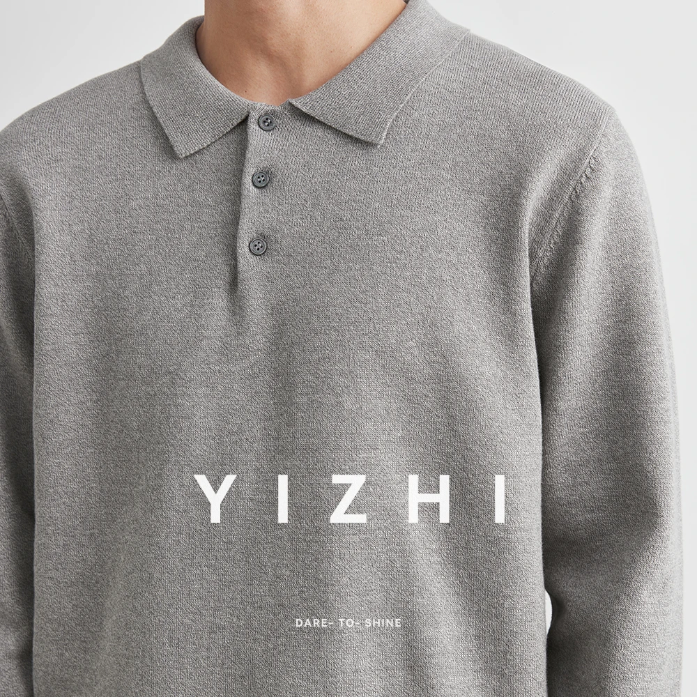 High Quality Worsted Spun Collar Wool Sweater Men's Spring And Autumn Business Polo Sweater Thin Long Sleeved Knitted T-shirt - Image 5