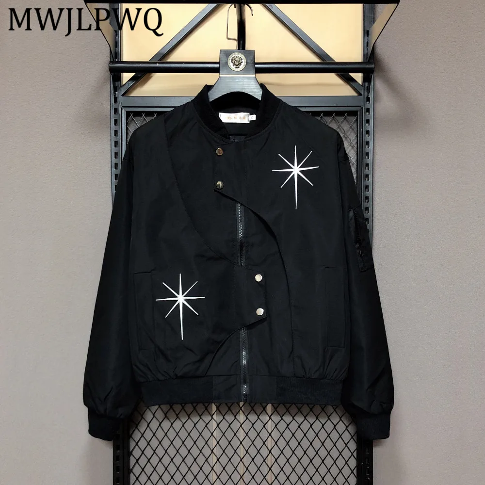 

MWJLPWQ New Spring Autumn Street Style Embroidered Jacket For Men Trend Spliced Design Casual Short Stylish Versatile Tops 15462