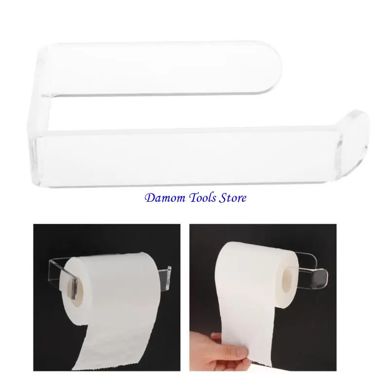 57BE Toilet Roll Holder Acrylic Adhesive In Bathroom Tissue Paper Holder Black Finish Kitchen Paper Roll Holder 3 Colors