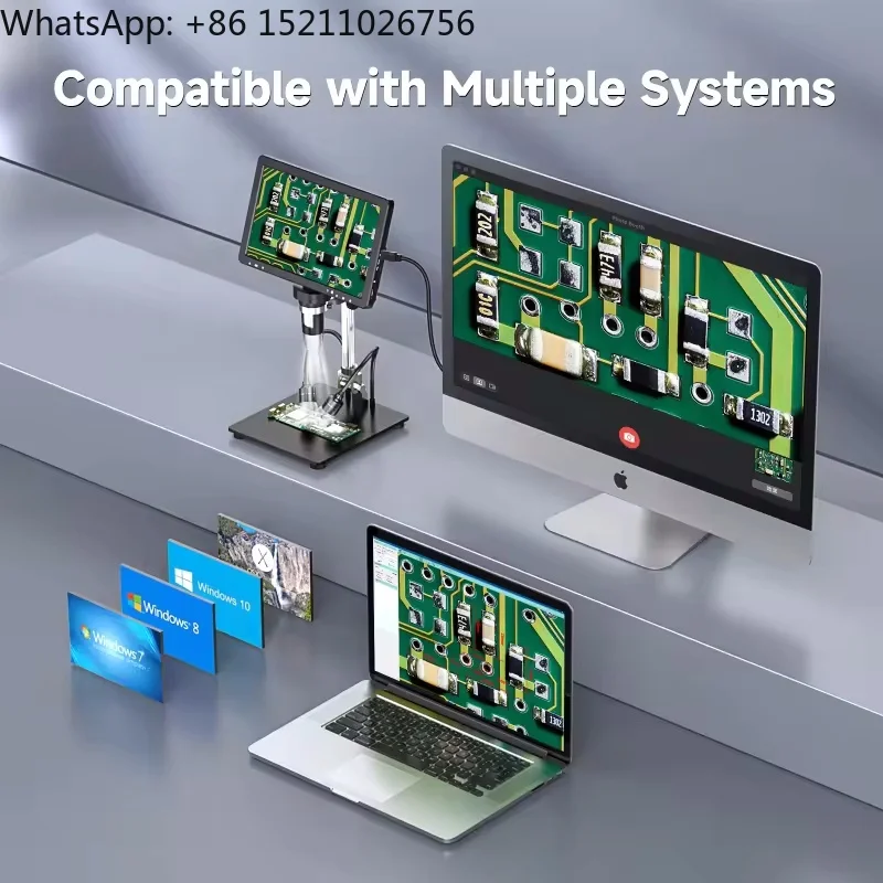 DM9 Max DM12 10.1 "HD IPS HD-MI مجهر رقمي 10 أضواء LED PC/TV متوافق مع LCD مجهر لحام للبالغين