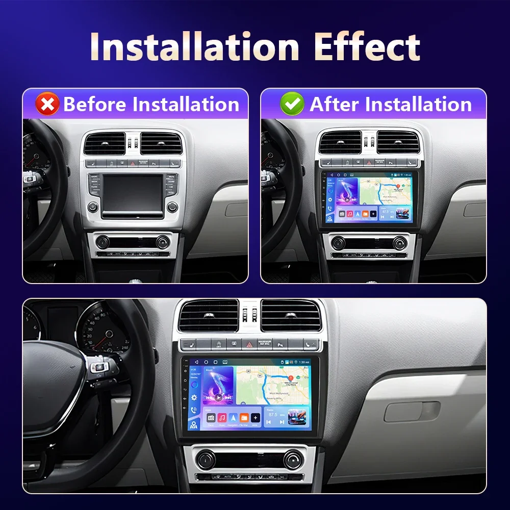 Android Auto Car Radio For Volkswagen POLO 5 2008 - 2020 Bluetooth CarPlay 2 Din Carplay Multimedia Stereo QLED Screen Head Unit