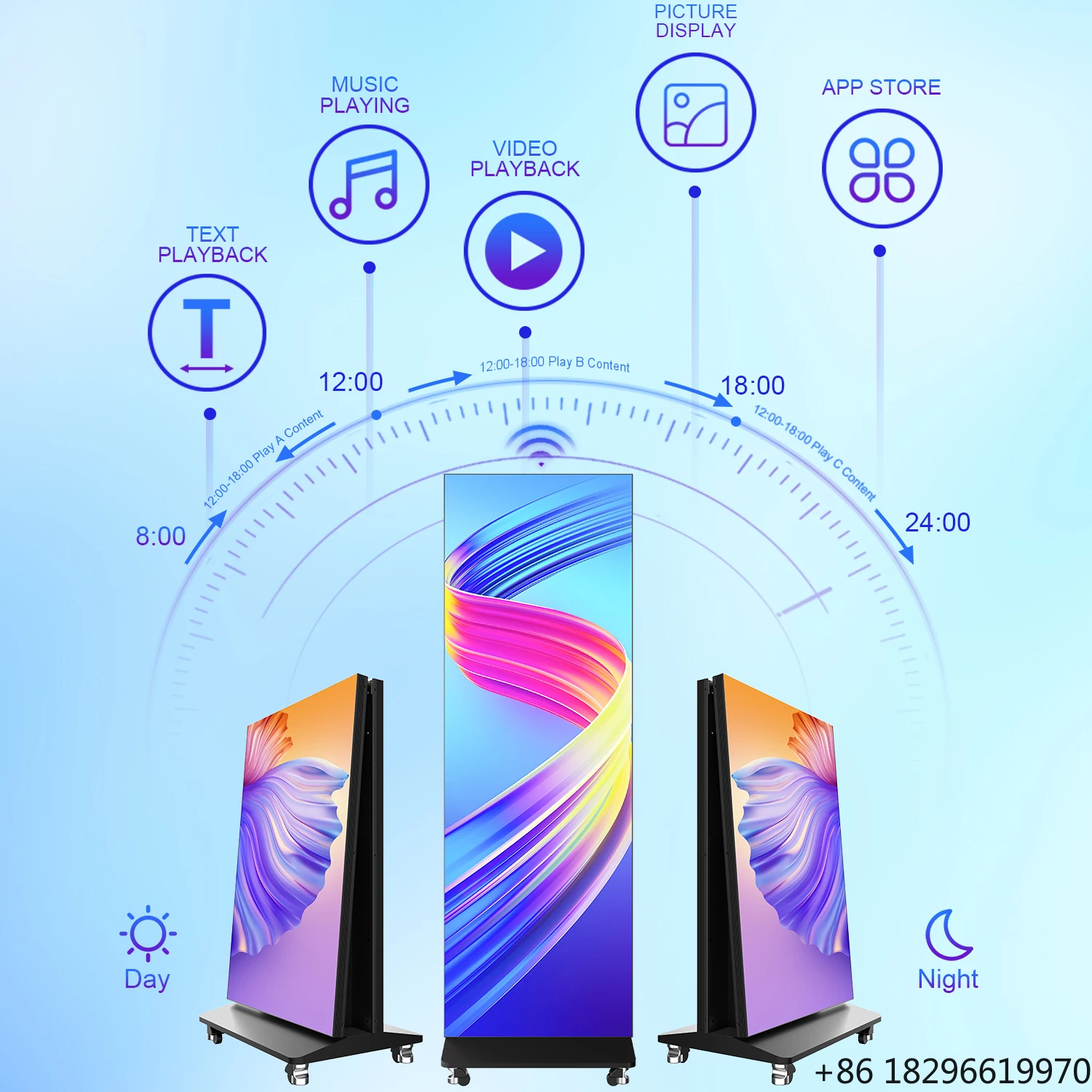Foldable LED Poster Display, Low Power Portable Digital Signage for Advertising