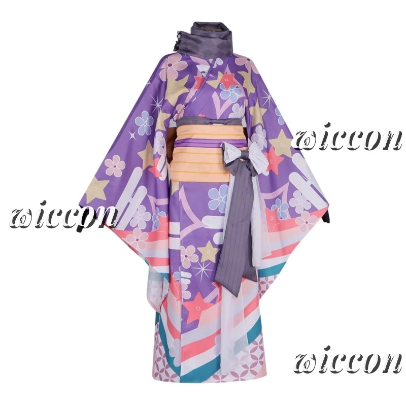 Anime Akemi Homura Cosplay Kimono Puella Magi Madoka Magica Costume Stampato Uniforme Vestito Parrucca Set Gioco di Partito Vestito per Le Donne