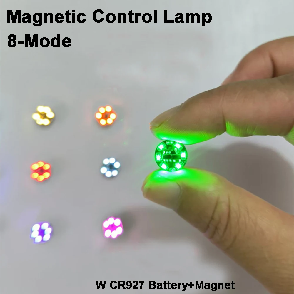 8-Mode Wireless LED Magnetic Control Lamp Magnet Induction Flashing Flow Lights + CR927 Button Battery + magnet DIY Toys Model