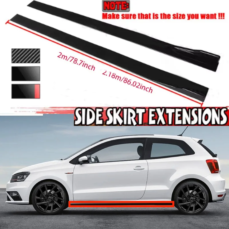 

FOR VW Polo Vento Fox 2M Car Side Skirt Extension Plate Lip Separator Bumper 2.18M Racing Side Spoiler