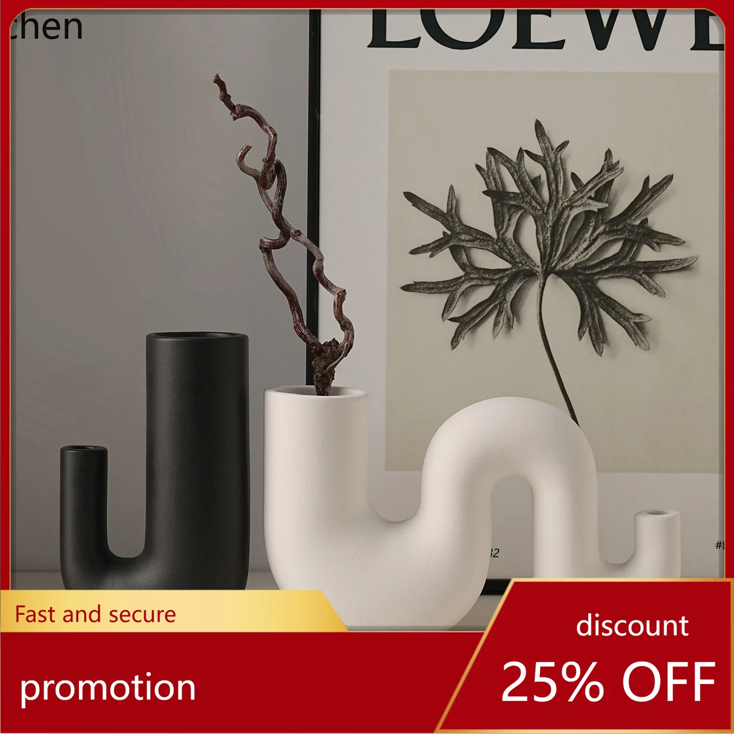 CZ Wabi-sabi style irregular-shaped ceramic vase, high-end home decor for living room, entryway, and TV cabinet