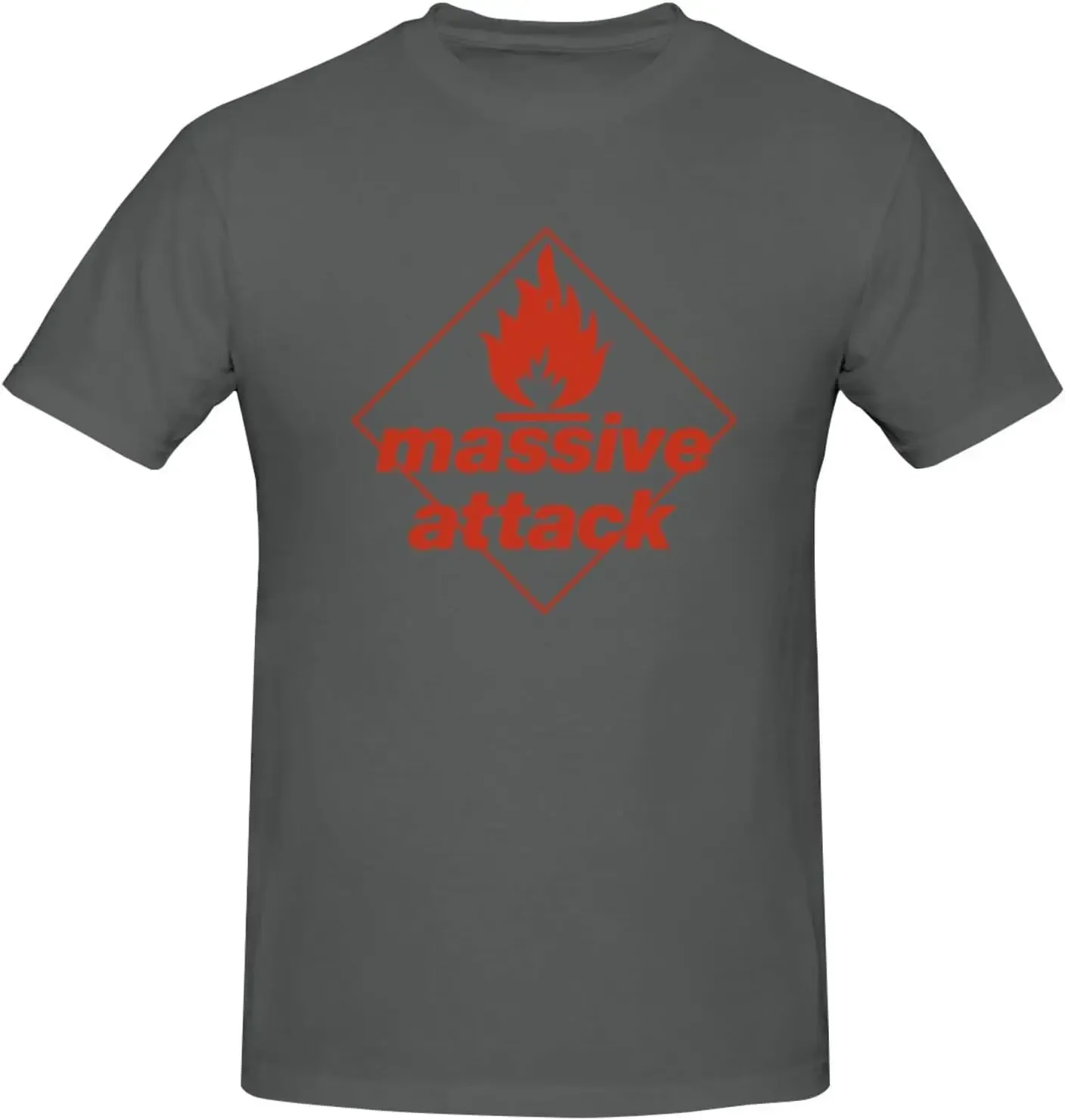 Massive Attack Logo Shirt Men's Personalised Crew Neck Short Sleeve T Shirt Deep Heather