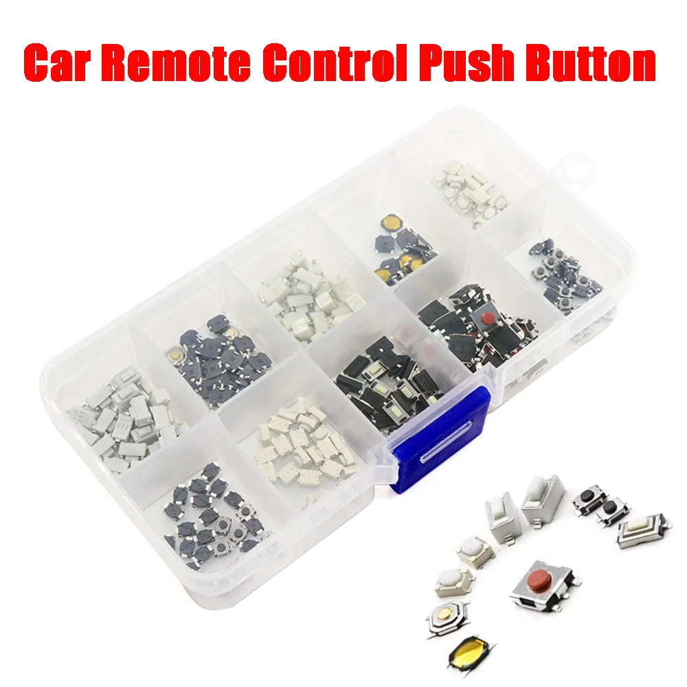 

250pcs Car Remote Control Push Button Switch Model Tactile Push Button Switch Kit Car Keys Button Touch Microswitch With Box
