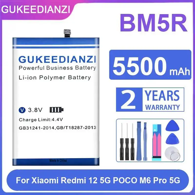 

Аккумулятор для мобильного телефона 5500 мАч BM5R для Xiaomi Redmi 12 5G Poco M6 Pro 5G, быстрая зарядка, высокая емкость