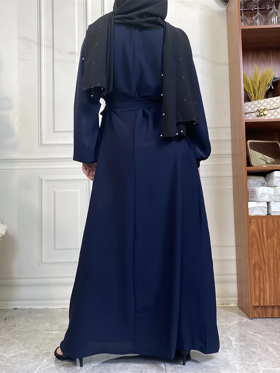 حار سيلي أسلوب بسيط فساتين مغربية قفطان تركيا بلون الخليج عبايات المرأة الإسلامية فستان طويل مسلم السعودية رداء رمضان 93