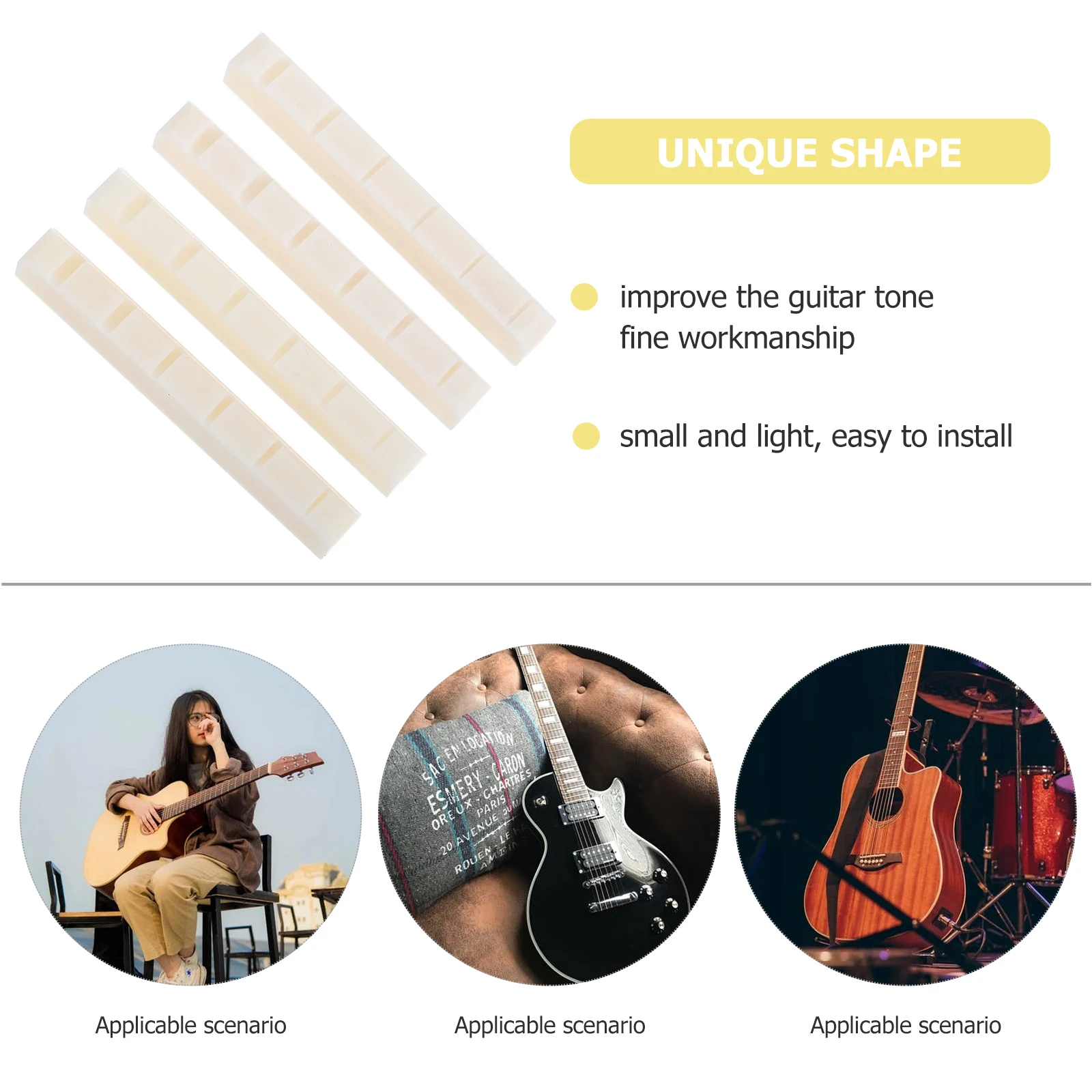 

Premium Ox Bone Guitar String Nuts 4Pcs Sturdy Musical Accessory for Better Tone and Sustain