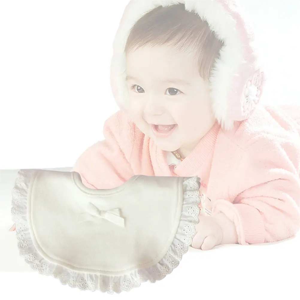 

Водонепроницаемый хлопковый нагрудник для новорожденных с кружевом, мягкий, белый, гипоаллергенный, для кормления и защиты от слюней