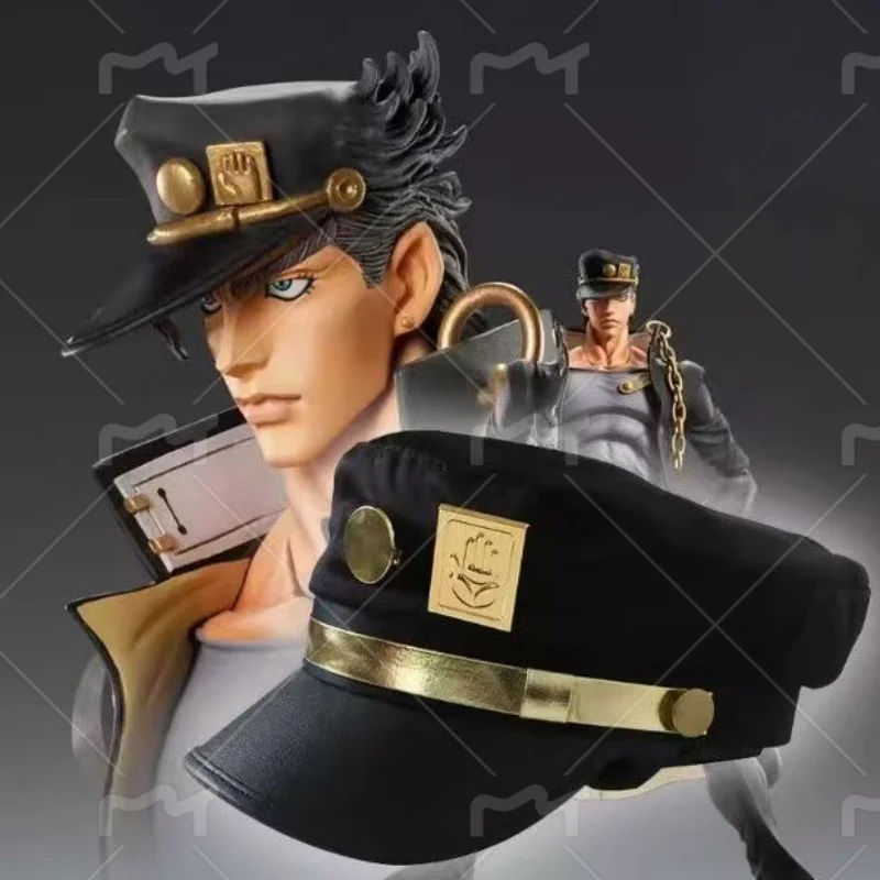 JoJo's Bizarre Adventure Kujo Jotaro Cosplay Cap Unisex Volwassen Metalen Badge Hoed Prop