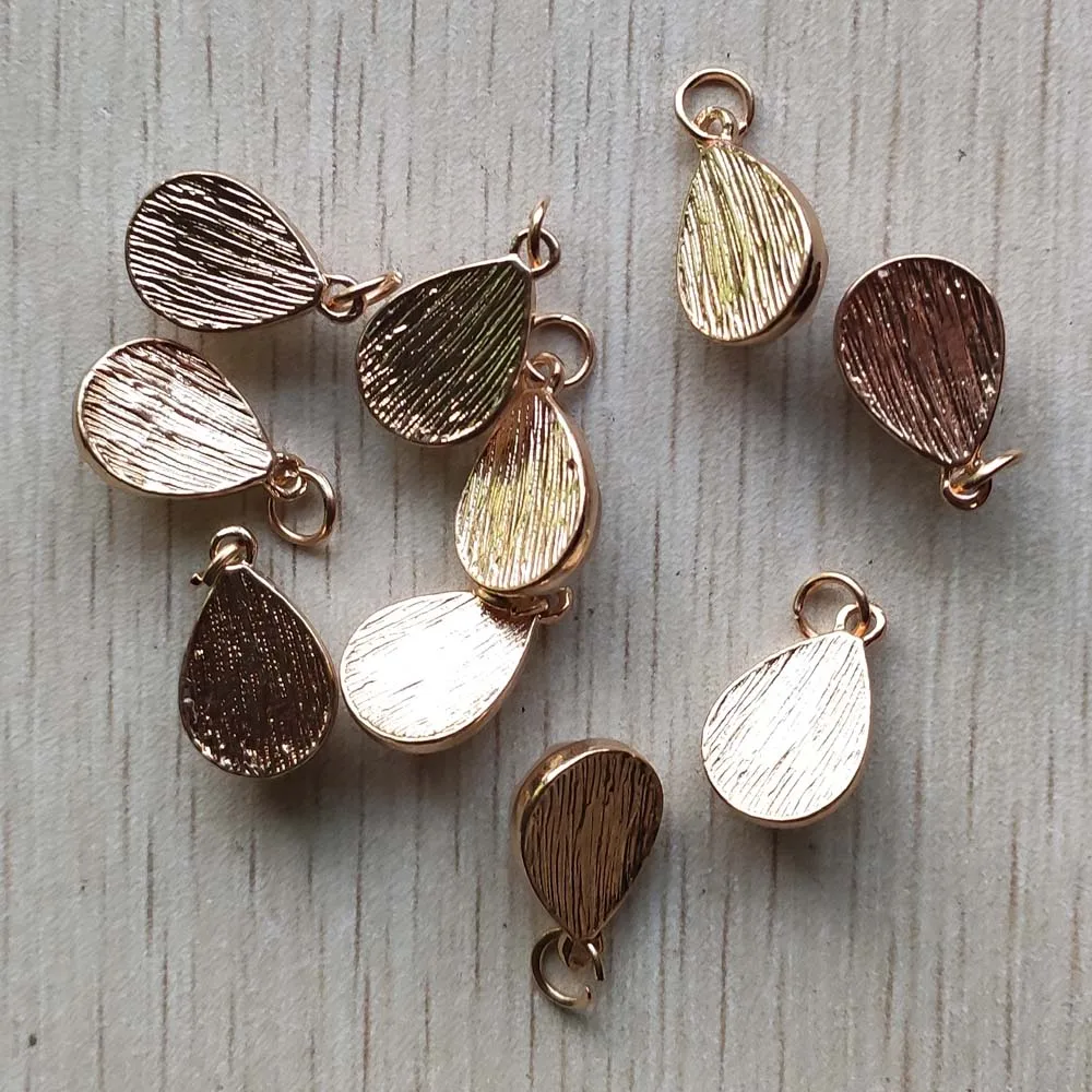 New natural white crystal faceted gold color alloy water drop pendants for jewelry making 10pcs/lot wholesale free shipping