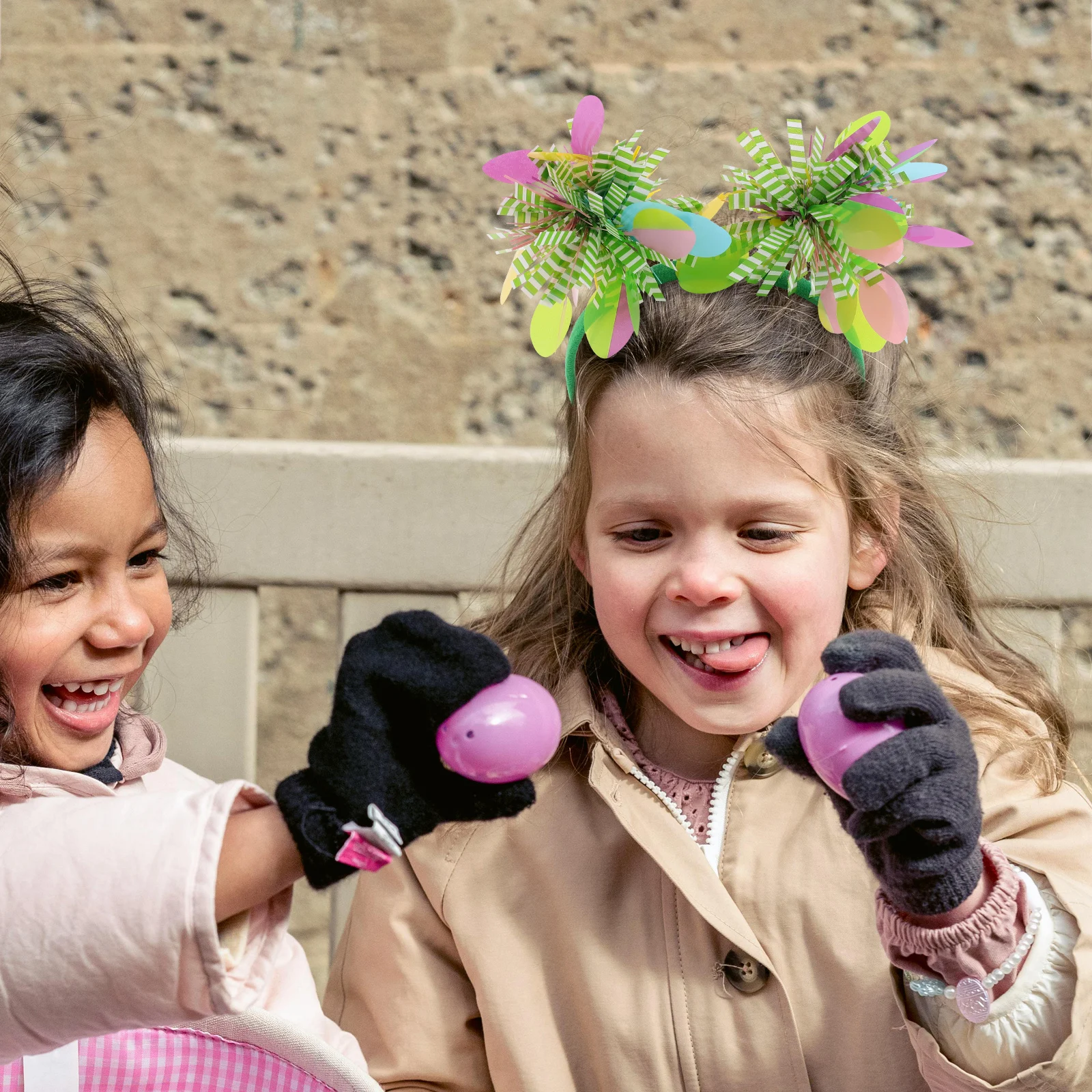 Striped Easter Headband Colorful Egg Design Lightweight Comfortable Party Hair Accessories for Kids Adults Festive Photo