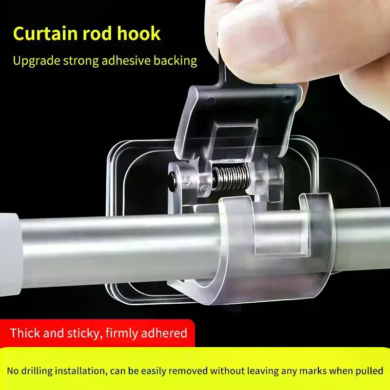 Household Curtain Rod Hooks 10pcs Drilling Free C Type Curtain Rack Strong Hold Ideal for Bedroom Living Room and Kitchen