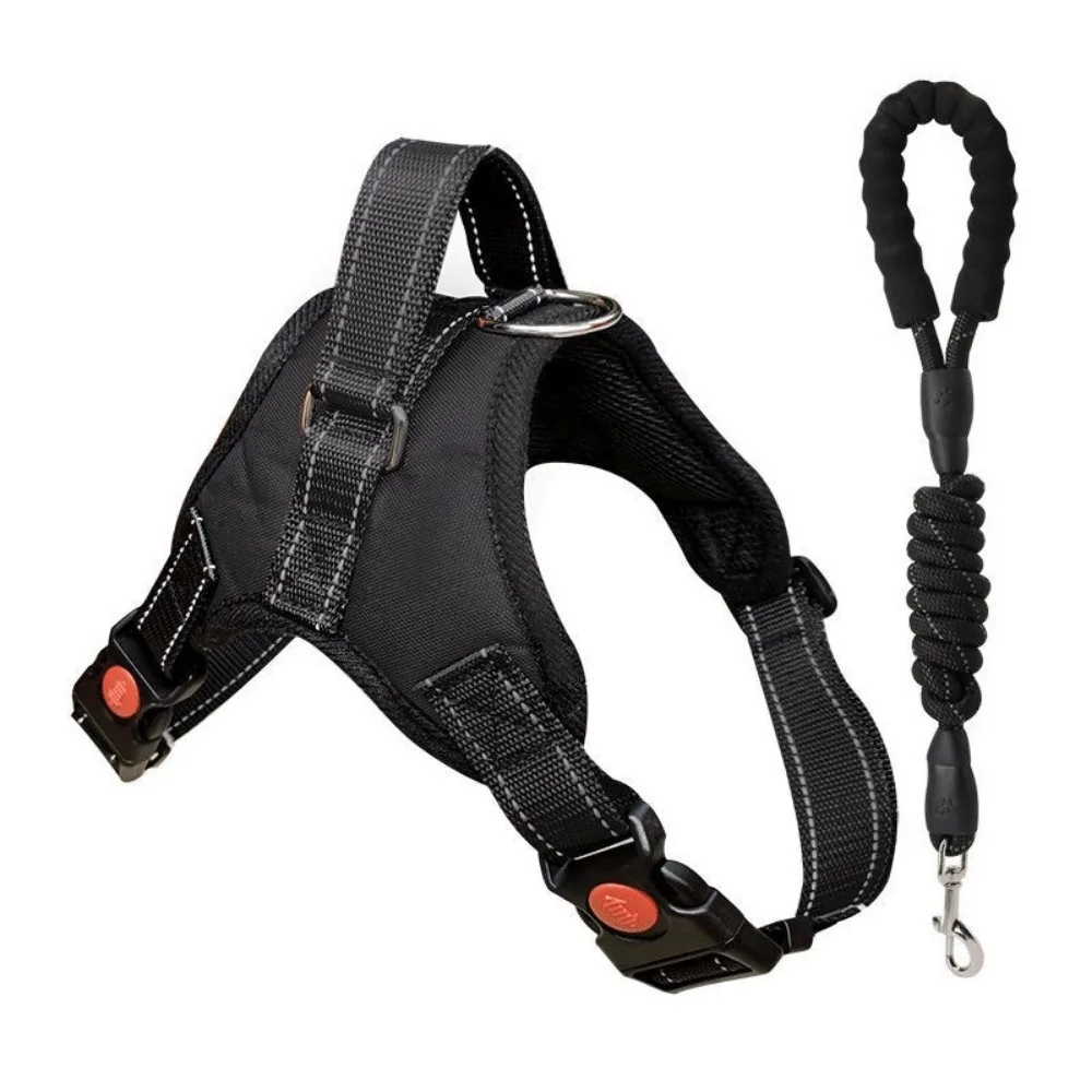

Nylon Dog Cat Harness Adjustable Reflective Dog Harness Vest Wear-resistant with leash Pet Chest Strap Dog Walking Training