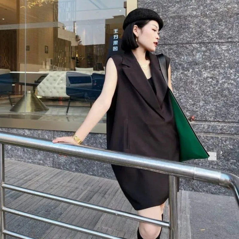 Suit Vest Women Oversized Pullover Suit Dress Sleeveless Summer Designer Clothing Waistcoat Tank Tops Korean Fashion Outerwear