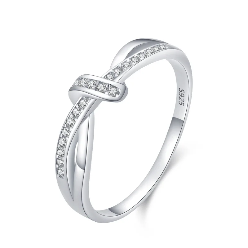 

S925 Серебряное женское двухслойное кольцо с бриллиантом Eternity Band