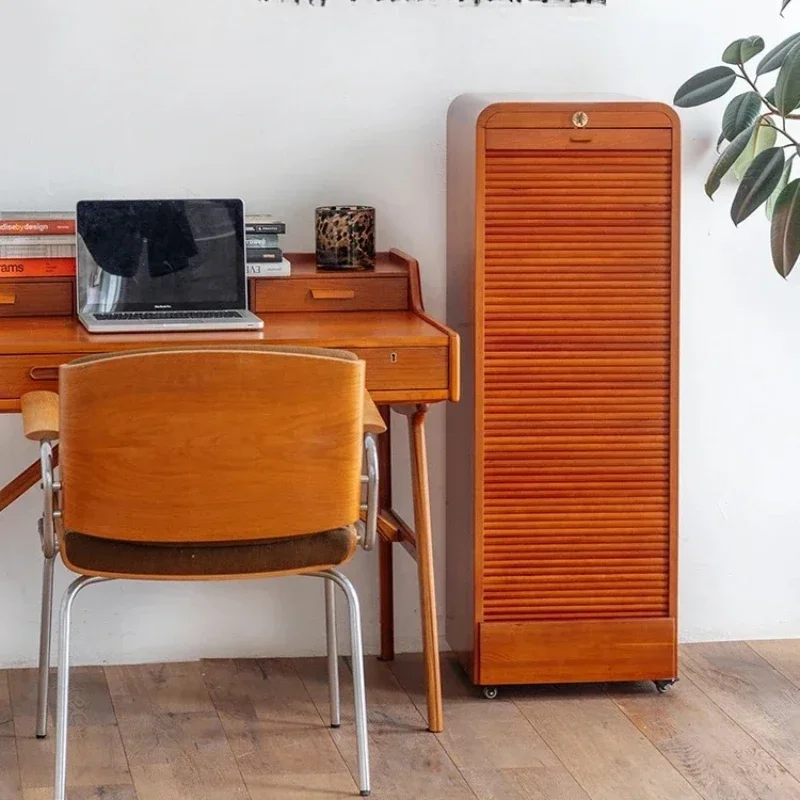 

Curtain door treasure cabinet medieval cabinet, retro locker, file storage cabinet, cherry wood