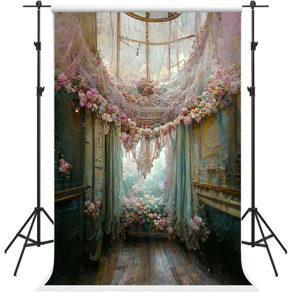 

Mehofond Photography Background Vintage Oil Painting Indoor Windows Flowers Kids Adult Portrait Decoration Photo Backdrop Studio