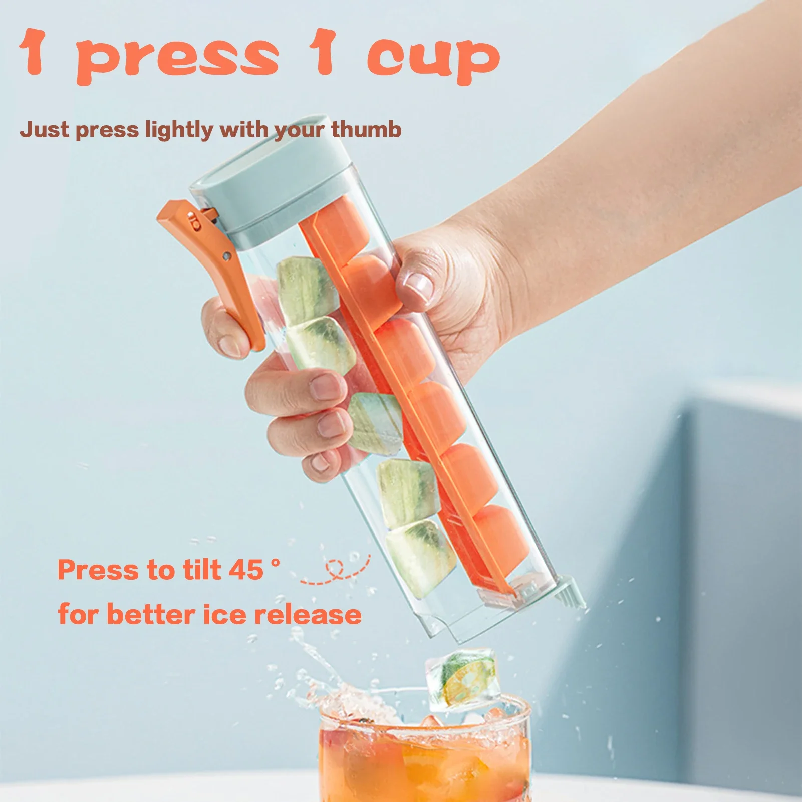 

Creative Ice Cube Tray Summer Ice Maker Single Hand Press Ice Cube Mold for Whiskey Cocktail Drink Easy to Release Ice Box