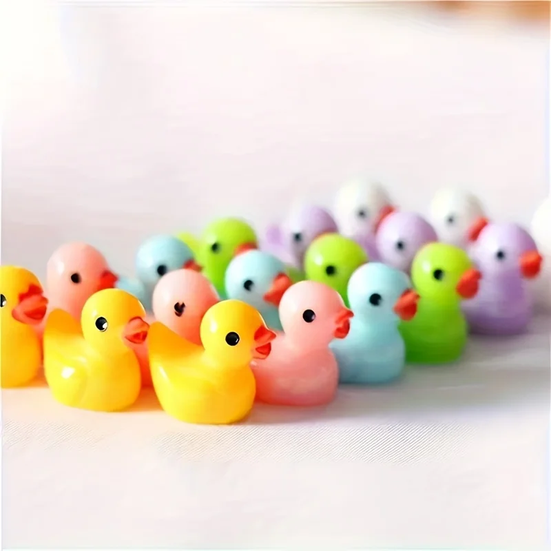 50/100pcs Mixed color mini resin duck ornament, random color duck DIY handmade accessories, fish tank landscaping decoration