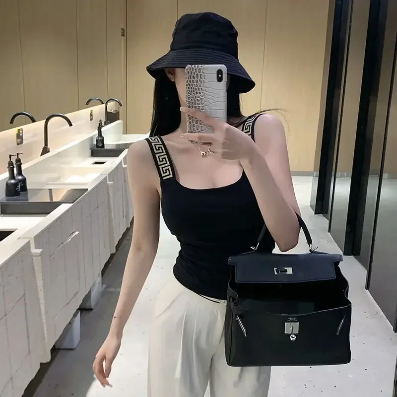 

Women's Sexy Summer Camisole Tops, Slim Fit Solid Color Printing, Casual Fashion All-Match Cami