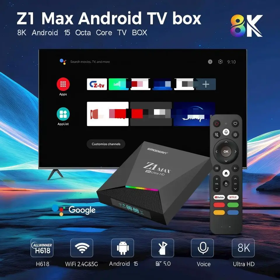 android box 4g Android 15 iptv Z1 Max TV Box 4K 8K HD Allwinner