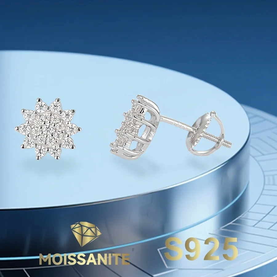 

D Color Flower Earrings Moissanite Stud Earring for Women S925 Silver Earring with Gra Certificate
