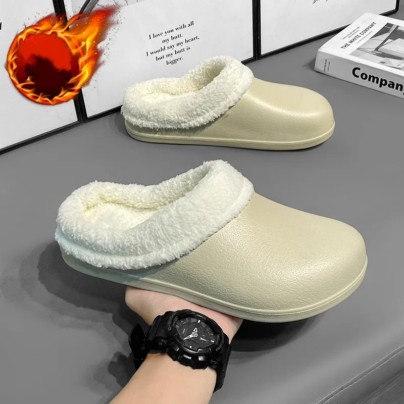 

Waterproof and Warm, New Winter Indoor Thick-Soled Non-Slip Outdoor Wear Home Couple Cotton Fleece-Lined Slippers