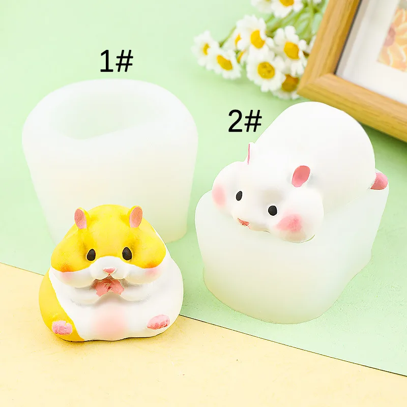 Little Hamster Pinch Silicone Mold Cartoon Plaster Jelly Pudding Soap Baking Mold Cake Decoration Baking Accessories